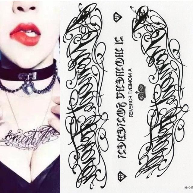 Tatouages temporaires élégants imperméables Grand autocollant tribal noir Grand maquillage corporel faux tatouage pour hommes et femmes