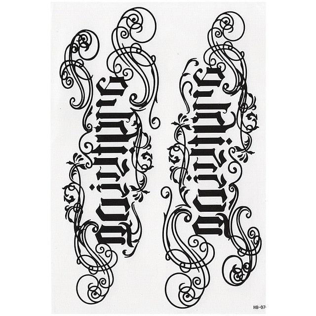 Tatouages temporaires élégants imperméables Grand autocollant tribal noir Grand maquillage corporel faux tatouage pour hommes et femmes