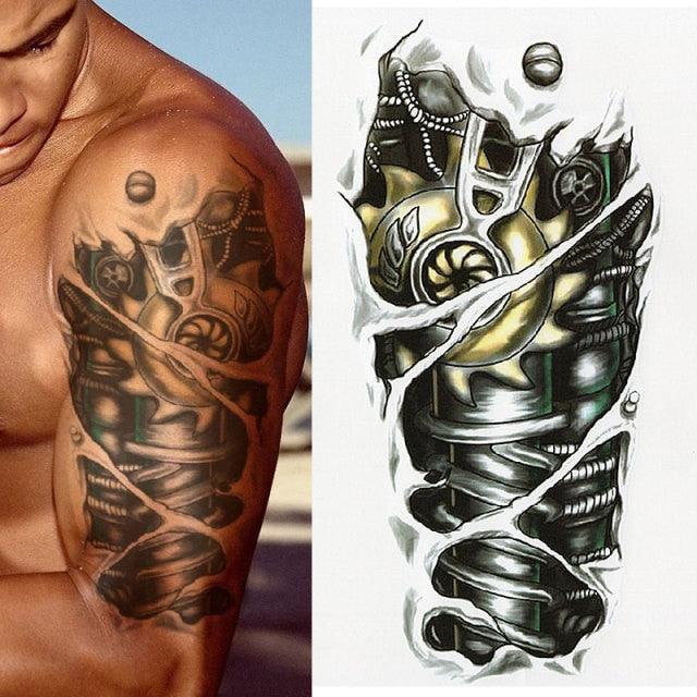 Tatouages temporaires élégants imperméables Grand autocollant tribal noir Grand maquillage corporel faux tatouage pour hommes et femmes