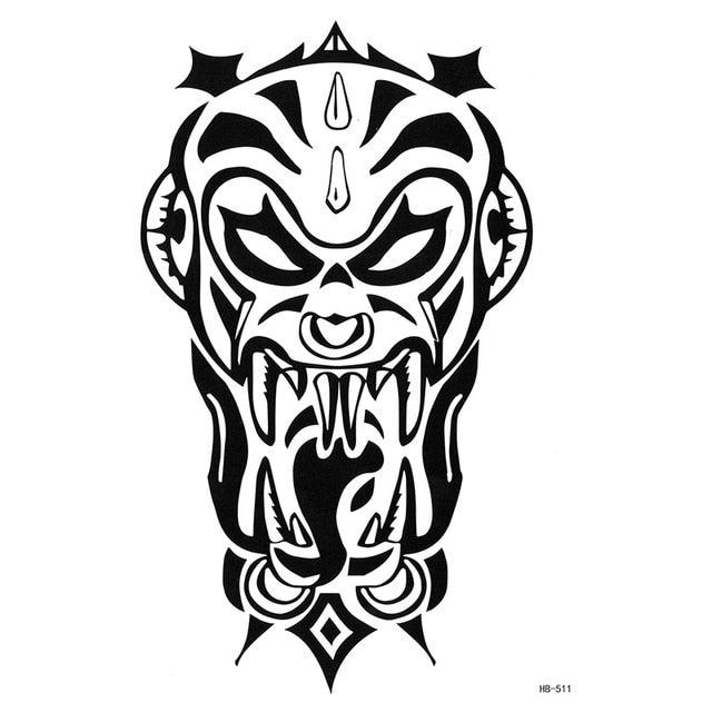 Tatouages temporaires élégants imperméables Grand autocollant tribal noir Grand maquillage corporel faux tatouage pour hommes et femmes