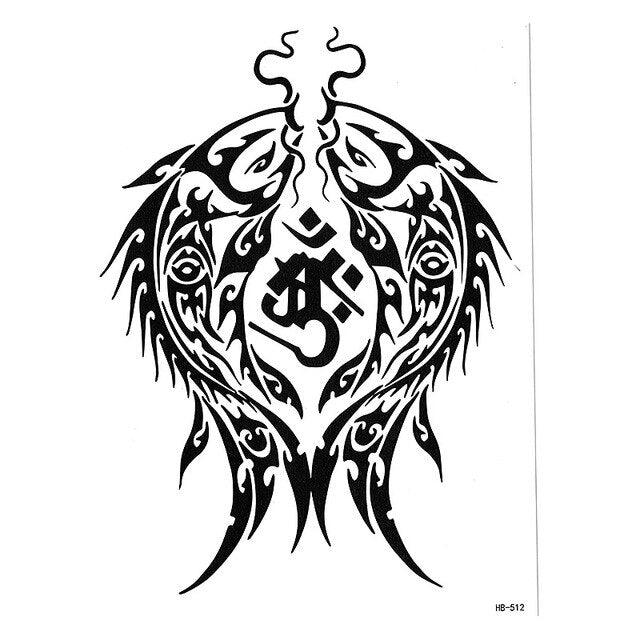 Tatouages temporaires élégants imperméables Grand autocollant tribal noir Grand maquillage corporel faux tatouage pour hommes et femmes