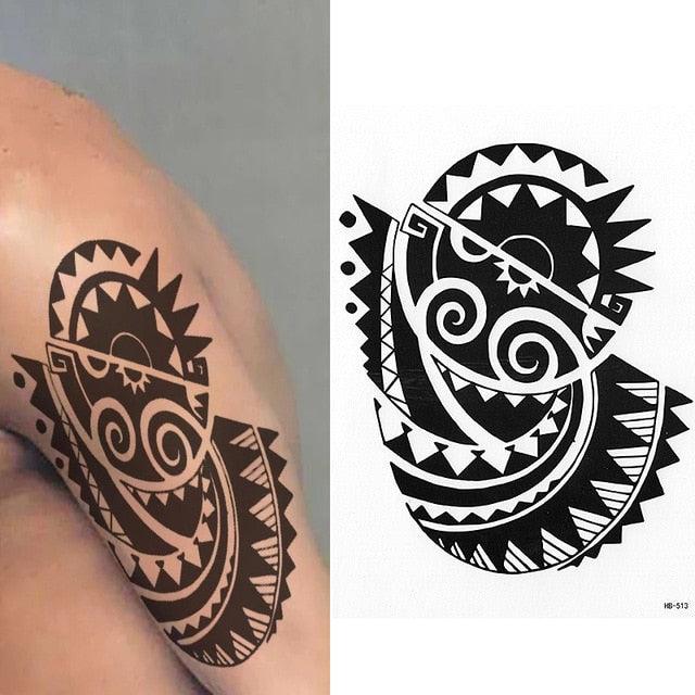 Tatouages temporaires élégants imperméables Grand autocollant tribal noir Grand maquillage corporel faux tatouage pour hommes et femmes