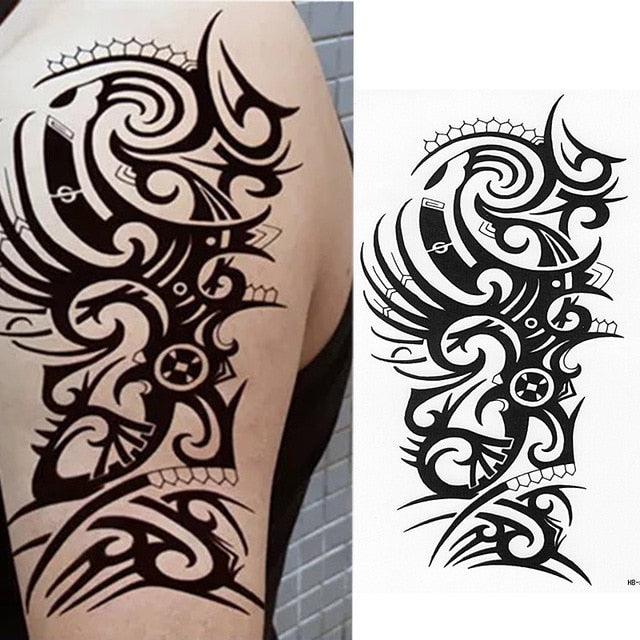 Tatouages temporaires élégants imperméables Grand autocollant tribal noir Grand maquillage corporel faux tatouage pour hommes et femmes