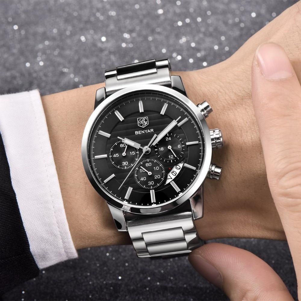 Montre Homme Luxe Sport Acier Design Affaires Bracelet Cuir Montre-bracelet Militaire Quartz