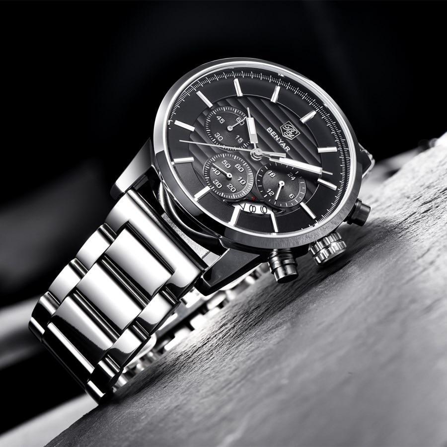 Montre Homme Luxe Sport Acier Design Affaires Bracelet Cuir Montre-bracelet Militaire Quartz