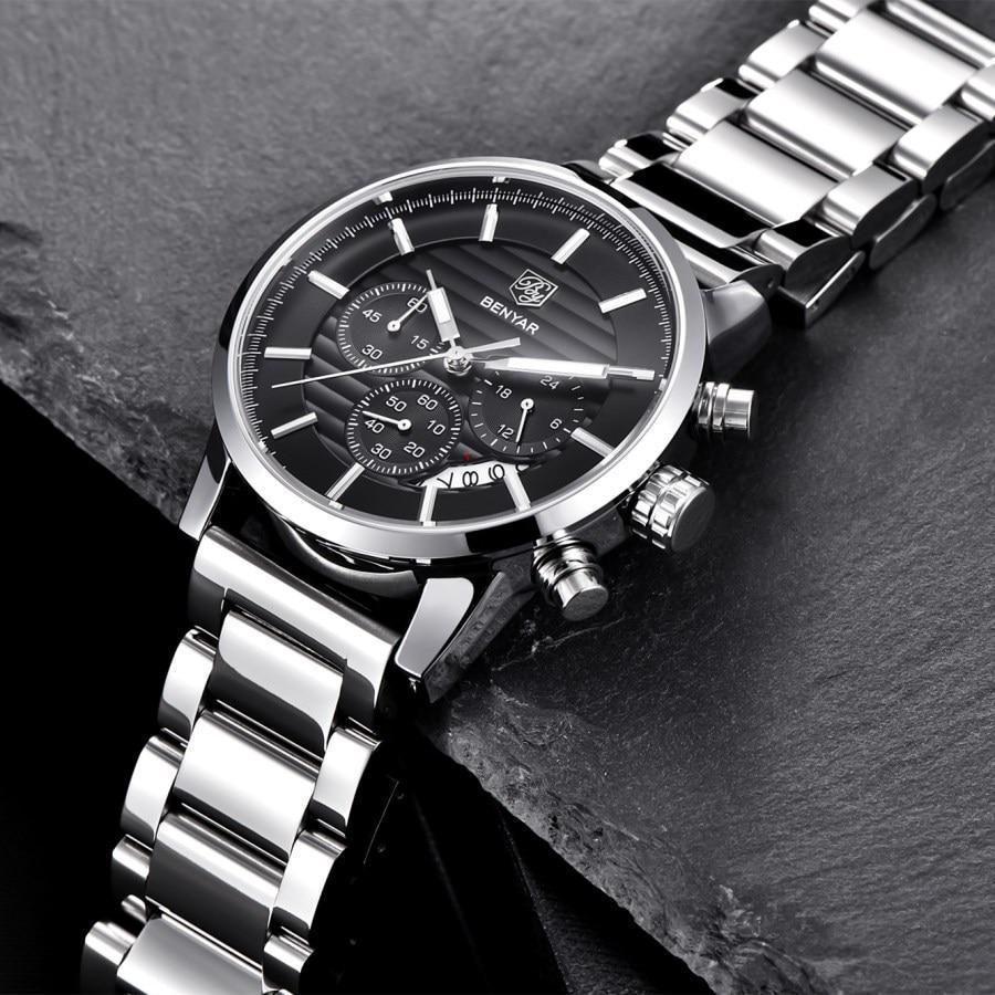 Montre Homme Luxe Sport Acier Design Affaires Bracelet Cuir Montre-bracelet Militaire Quartz