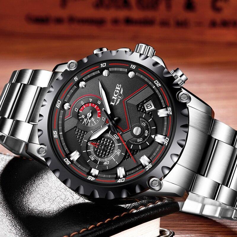Montre pour homme avec chronomètres, affichage de la date et aiguilles fluorescentes, design unique, excellent cadeau