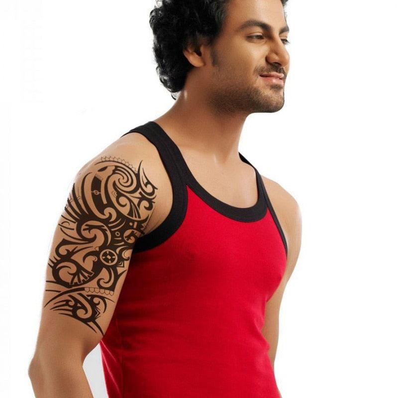 Tatouages temporaires élégants imperméables Grand autocollant tribal noir Grand maquillage corporel faux tatouage pour hommes et femmes