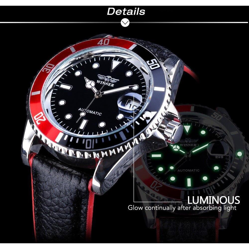 Montres Hommes Sport Rouge Noir 2021 Mode Luxe Aiguilles Lumineuses Montre Élégante Bracelet en Cuir Design