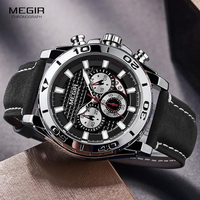 Montres à quartz multifonctionnelles pour hommes, élégantes avec bracelet en cuir, étanches et modernes pour hommes