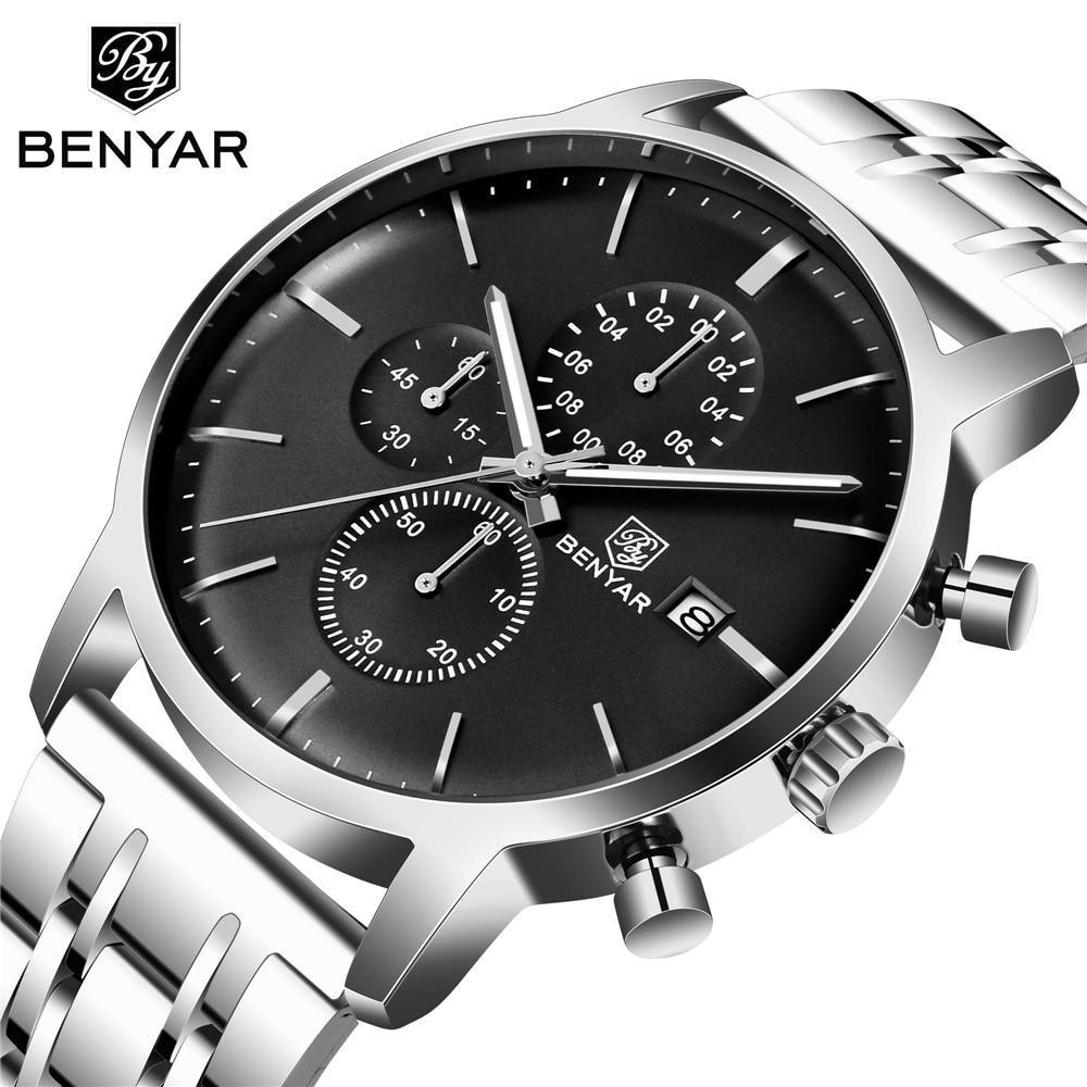 Montre homme d'affaires en acier 2021, montre-bracelet décontractée de luxe à quartz étanche en cuir pour homme