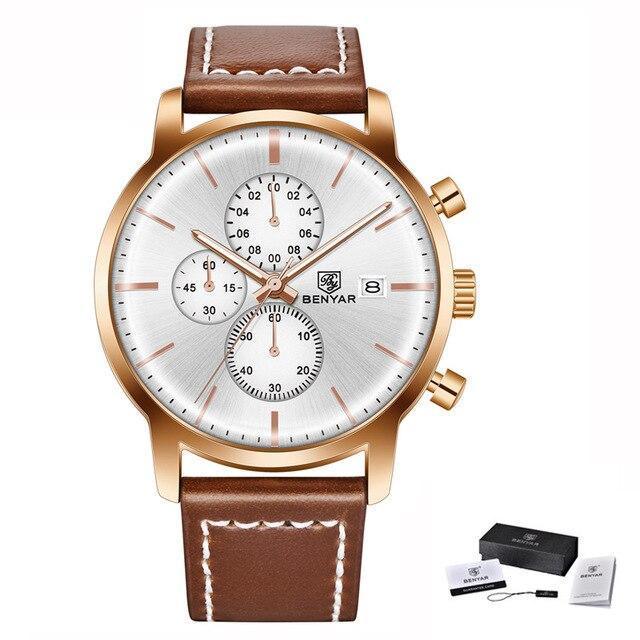 Montre homme d'affaires en acier 2021, montre-bracelet décontractée de luxe à quartz étanche en cuir pour homme