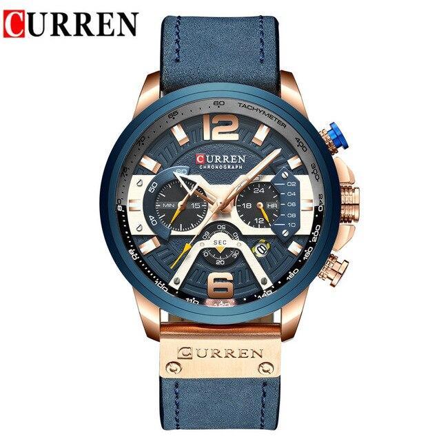 Montre Sport Homme Étanche Avec Bracelets en Cuir, Chronomètres et Grands Chiffres Détails Montres de Luxe Design Unique Excellent Cadeau