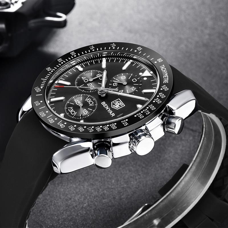 Montre de luxe à quartz pour hommes en acier inoxydable, chronographe analogique étanche et précis