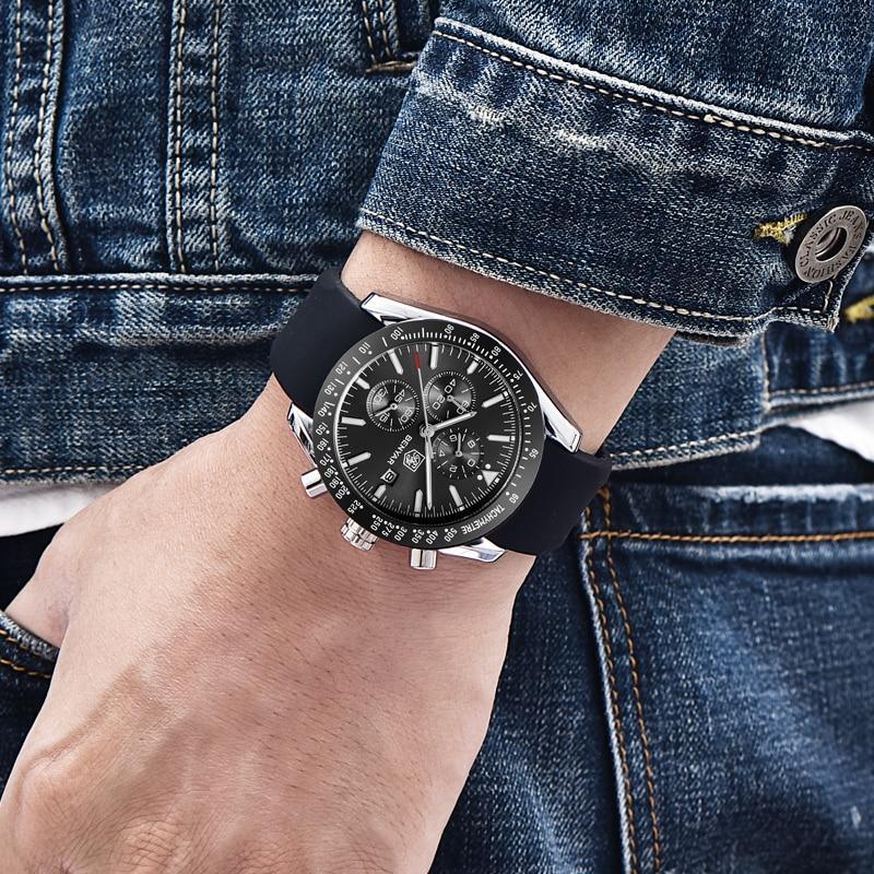 Montre de luxe à quartz pour hommes en acier inoxydable, chronographe analogique étanche et précis