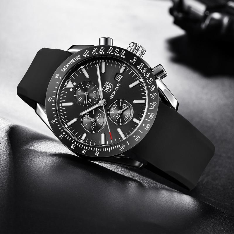 Montre de luxe à quartz pour hommes en acier inoxydable, chronographe analogique étanche et précis