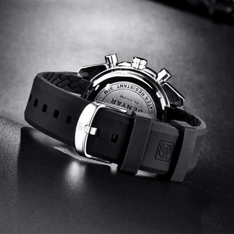 Montre de luxe à quartz pour hommes en acier inoxydable, chronographe analogique étanche et précis