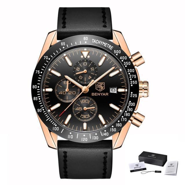 Montre de luxe à quartz pour hommes en acier inoxydable, chronographe analogique étanche et précis