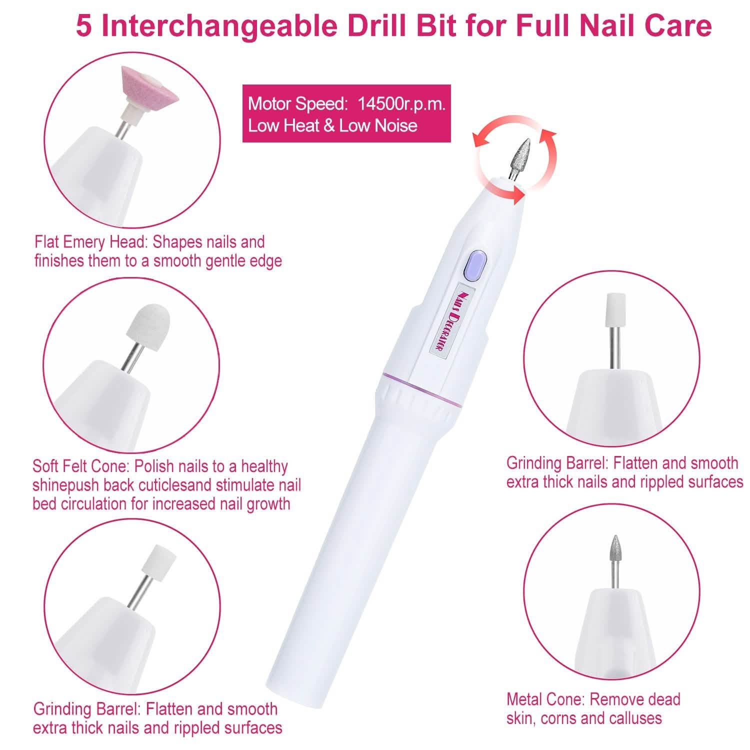 Lime à ongles électrique professionnelle pour manucure pédicure