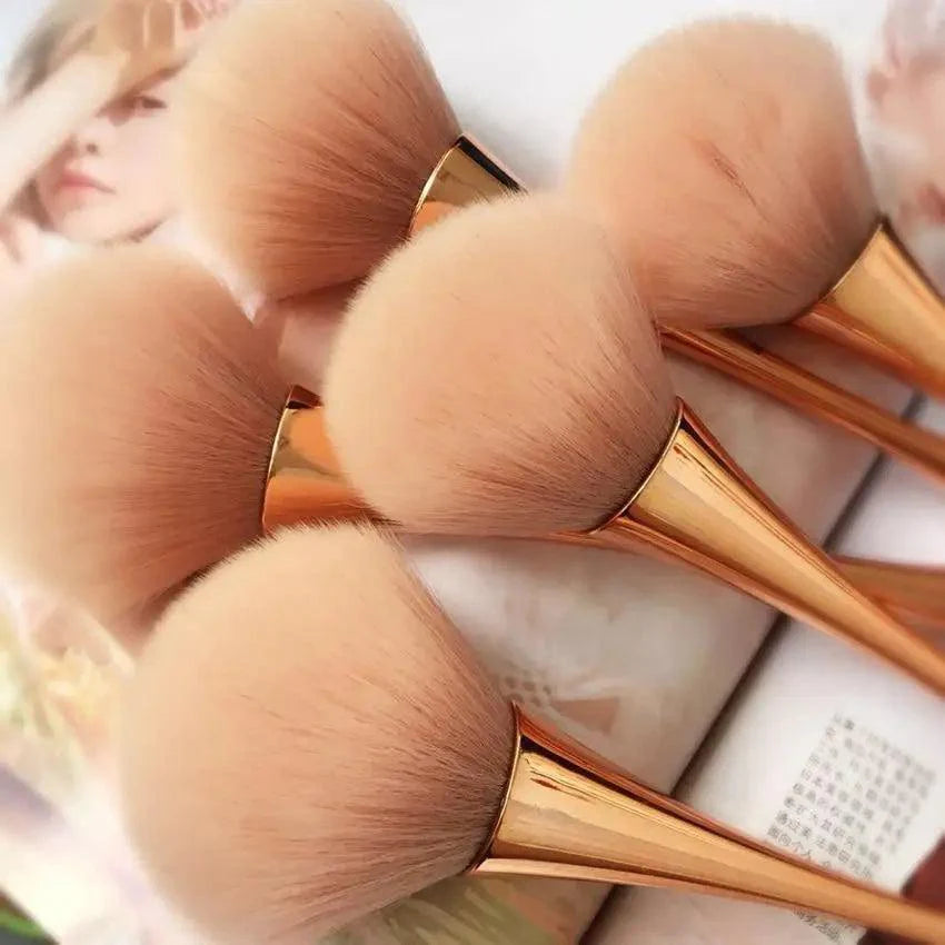 Pinceau professionnel en poudre or rose pour fond de teint – Pinceau professionnel duveteux pour poudre libre