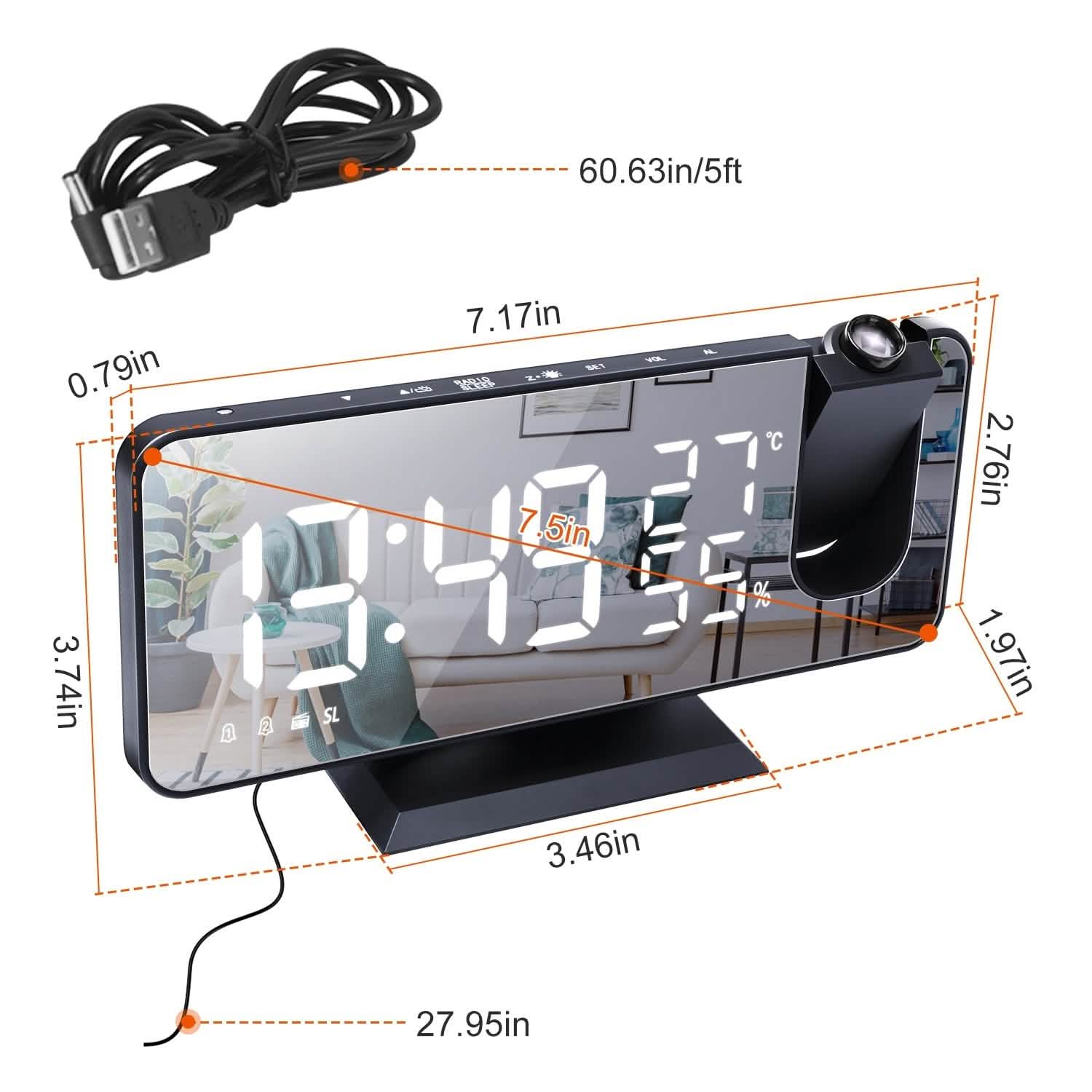 Réveil projecteur avec fonction radio