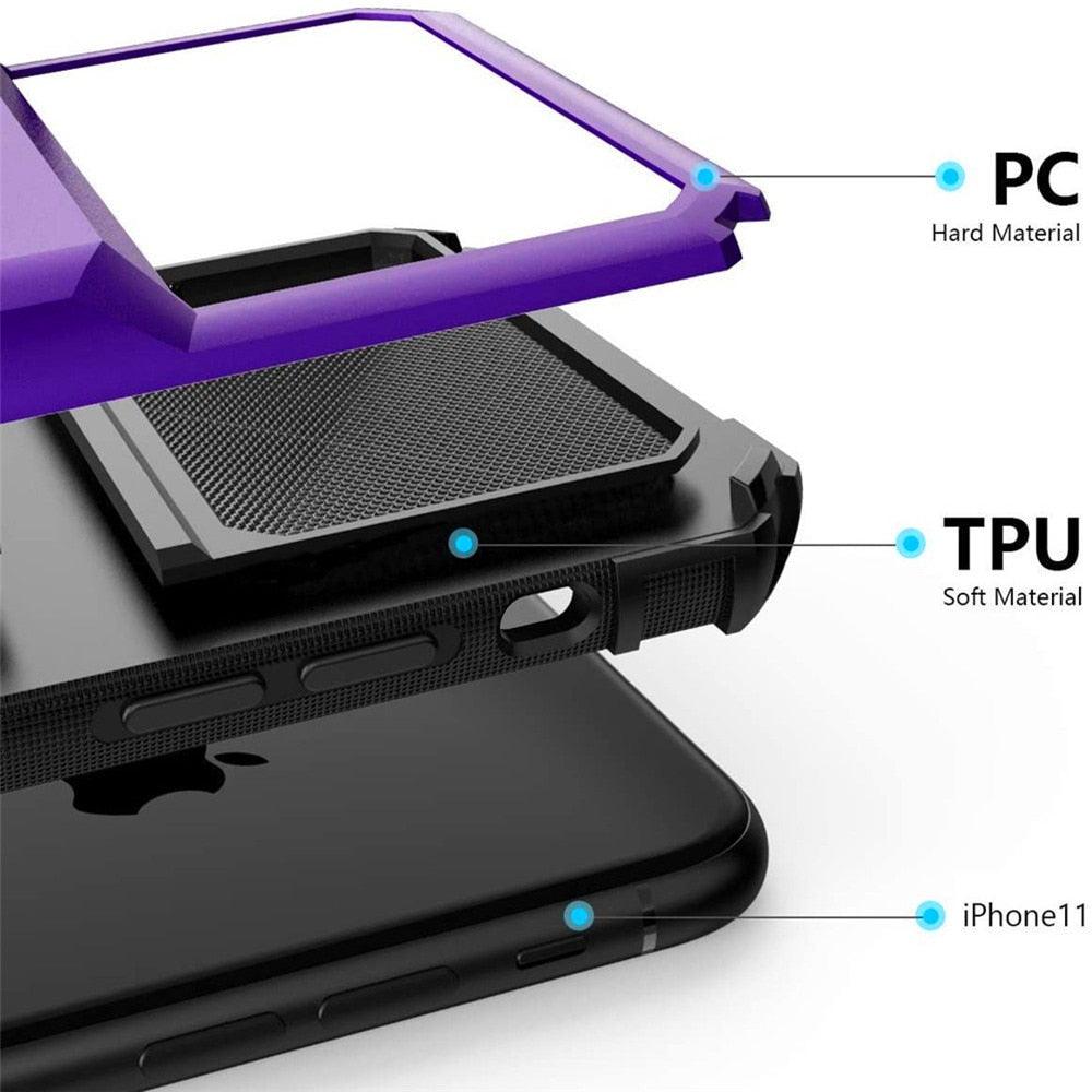 Étui de Protection Pour Cartes Absorption des Chocs Antidérapant Protection Robuste Coque Rigide Pour iPhone 14 13 11 12 Pro Max Mini Avec Porte-Cartes Compartiment à Cartes Caché Pour iPhone 11 12 Pro Max 12Pro 12 Mini