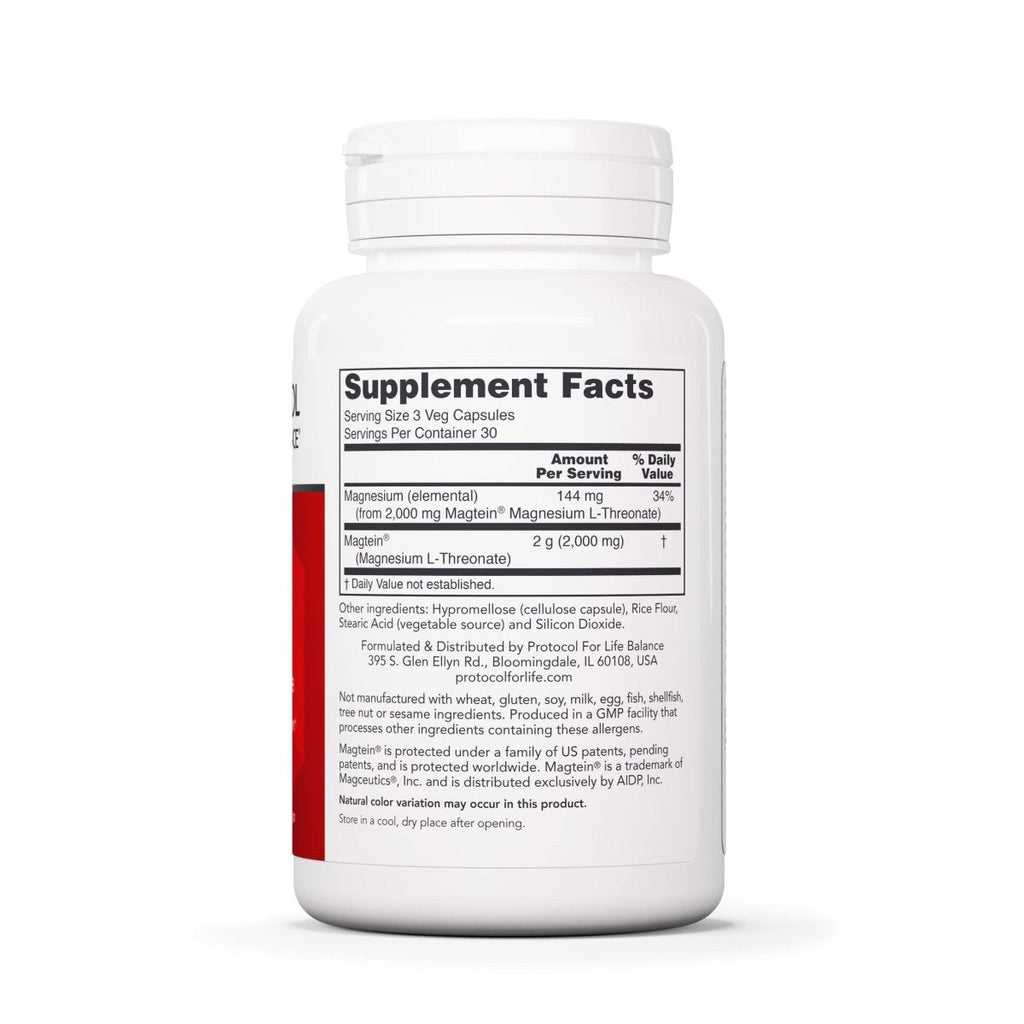 Protocol For Life Balance Magtein Magnesium L-Threonate (Anciennement Protosorb Magnésium) 90 Vcaps - P2390