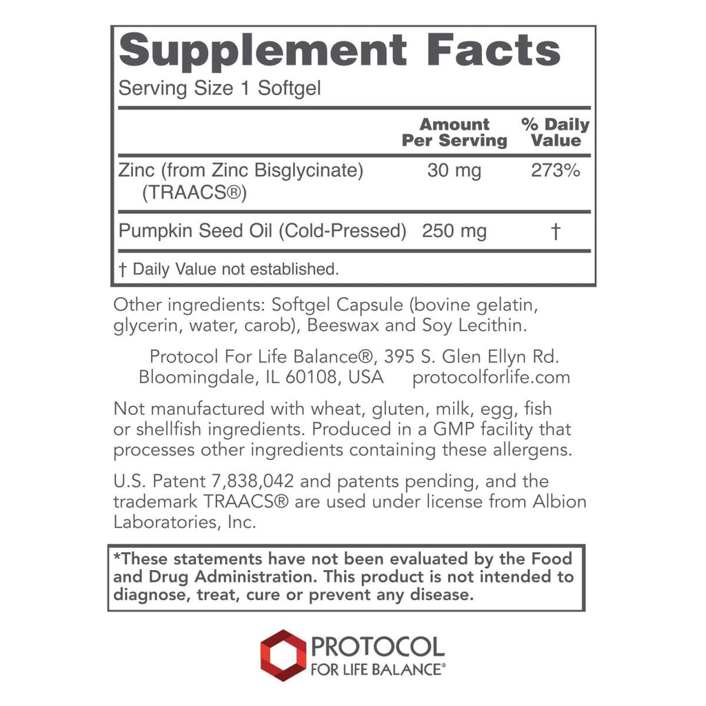 Protocole Zinc Glycinate 30mg - Complément de Zinc Glycinate - Soutien du système immunitaire - Compatible Céto et Sans produits laitiers - 120 gélules molles