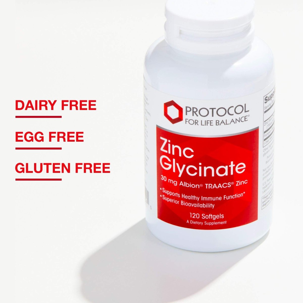 Protocole Zinc Glycinate 30mg - Complément de Zinc Glycinate - Soutien du système immunitaire - Compatible Céto et Sans produits laitiers - 120 gélules molles