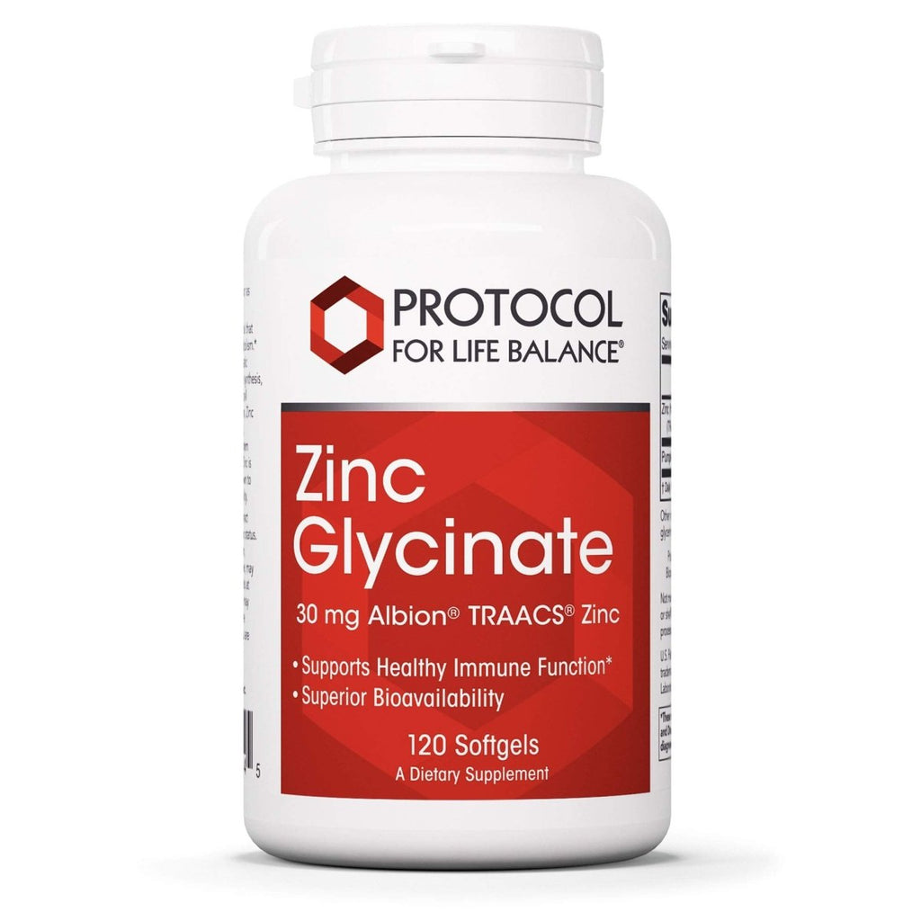 Protocole Zinc Glycinate 30mg - Complément de Zinc Glycinate - Soutien du système immunitaire - Compatible Céto et Sans produits laitiers - 120 gélules molles