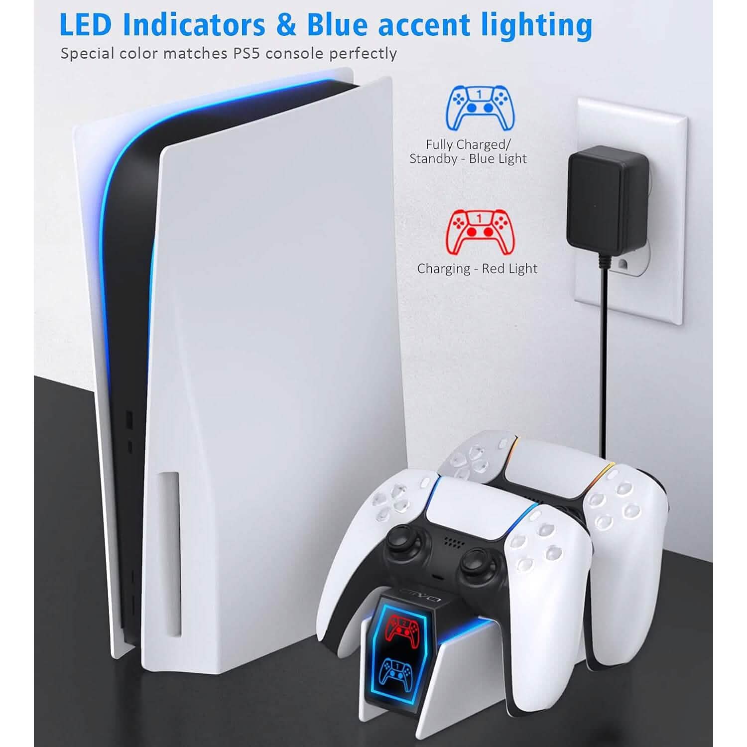 Station de recharge rapide pour manette PS5 avec adaptateur CA 5 V/3 A (Reconditionné)