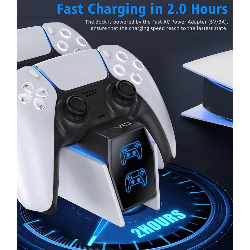 Station de recharge rapide pour manette PS5 avec adaptateur CA 5 V/3 A (Reconditionné)
