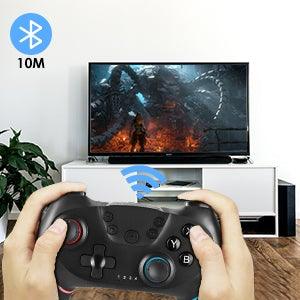 Manette de jeu Bluetooth sans fil noire pure compatible avec PC, ordinateur portable, moniteur et Smart TV