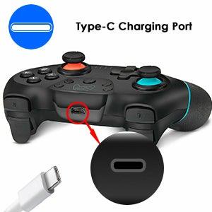 Manette de jeu Bluetooth sans fil noire pure compatible avec PC, ordinateur portable, moniteur et Smart TV