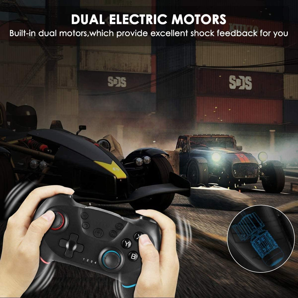 Manette de jeu Bluetooth sans fil noire pure compatible avec PC, ordinateur portable, moniteur et Smart TV