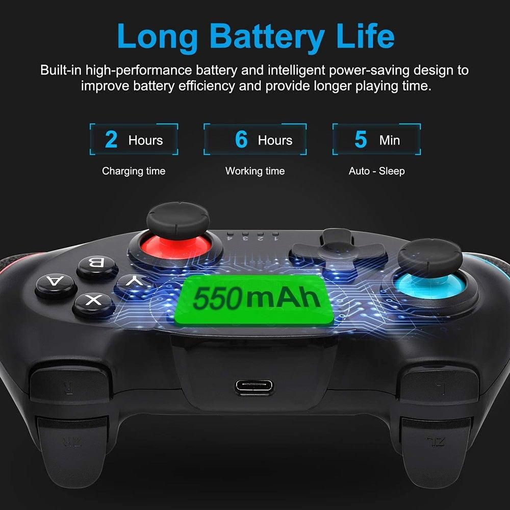 Manette de jeu Bluetooth sans fil noire pure compatible avec PC, ordinateur portable, moniteur et Smart TV