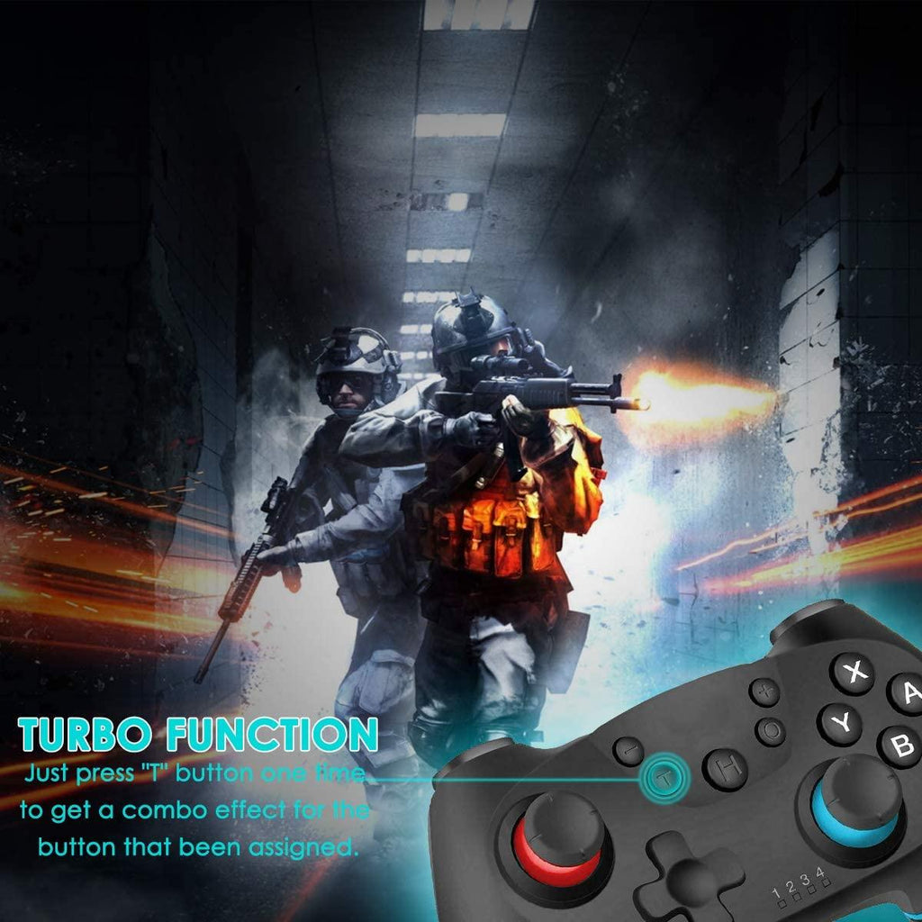 Manette de jeu Bluetooth sans fil noire pure compatible avec PC, ordinateur portable, moniteur et Smart TV