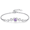 Bracelet cœur en cristal d'améthyste violette