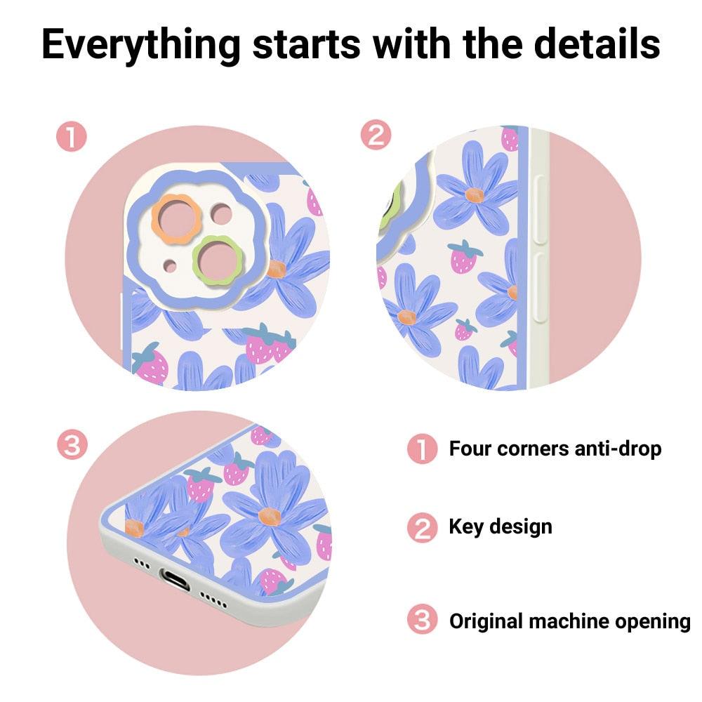 Coque de téléphone à motif floral violet pour iPhone 11, iPhone 13 14 Pro Max, iPhone 12. Housse arrière souple pour iPhone 11, iPhone 14. Joli motif floral, prise en main confortable et design esthétique.