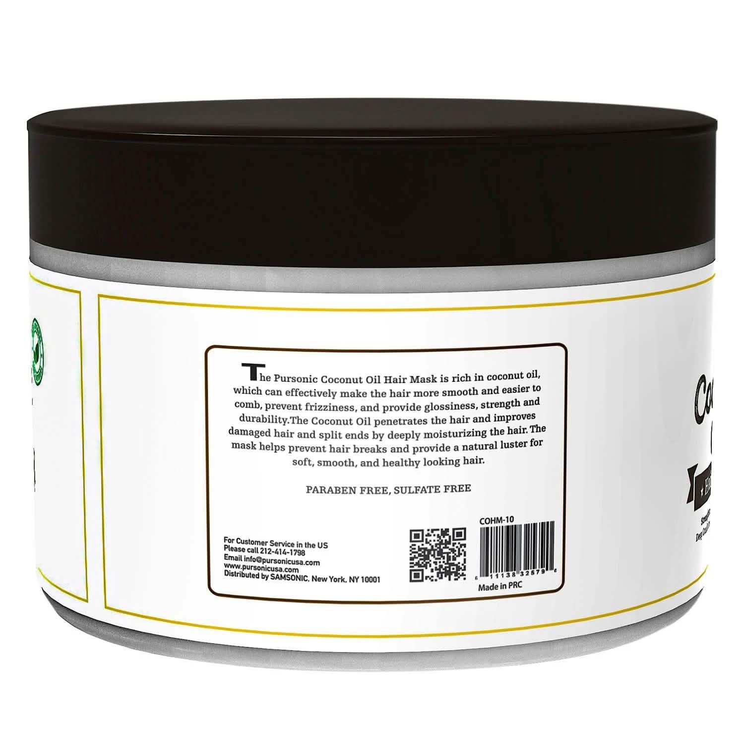 Masque capillaire à l'huile de coco Pursonic 10 oz