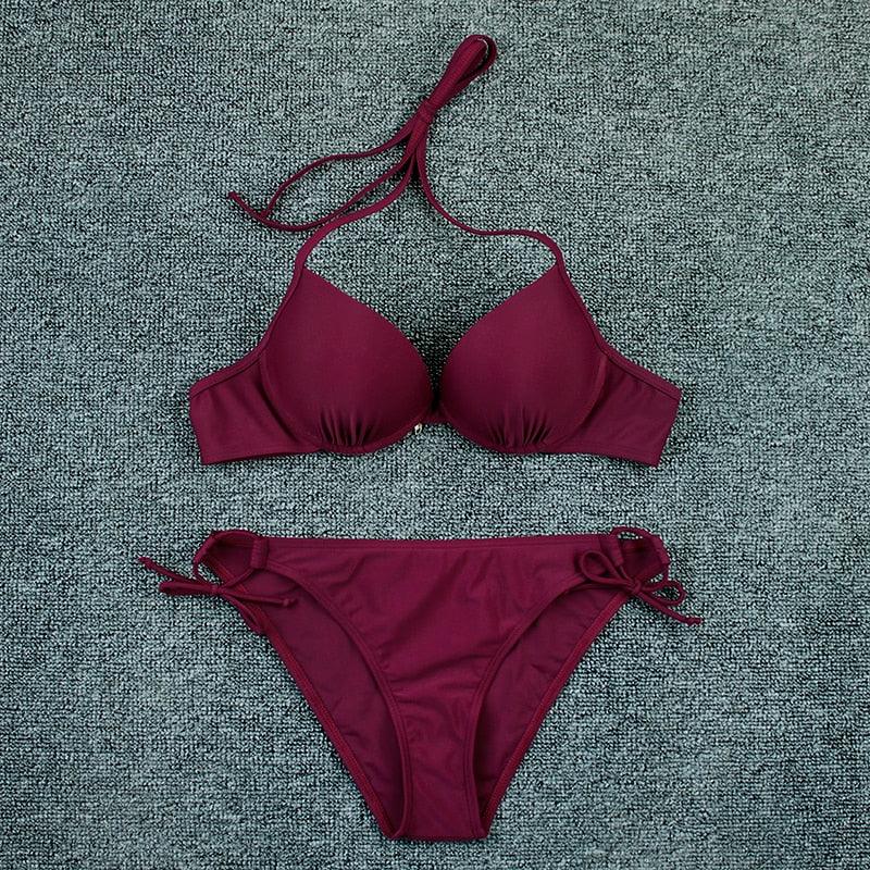 Maillot de bain bikini push-up imprimé floral pour femme - Ensemble de bikinis brésiliens - Vêtements de plage pour femme - Maillots de bain bikini imprimés floraux 2 pièces