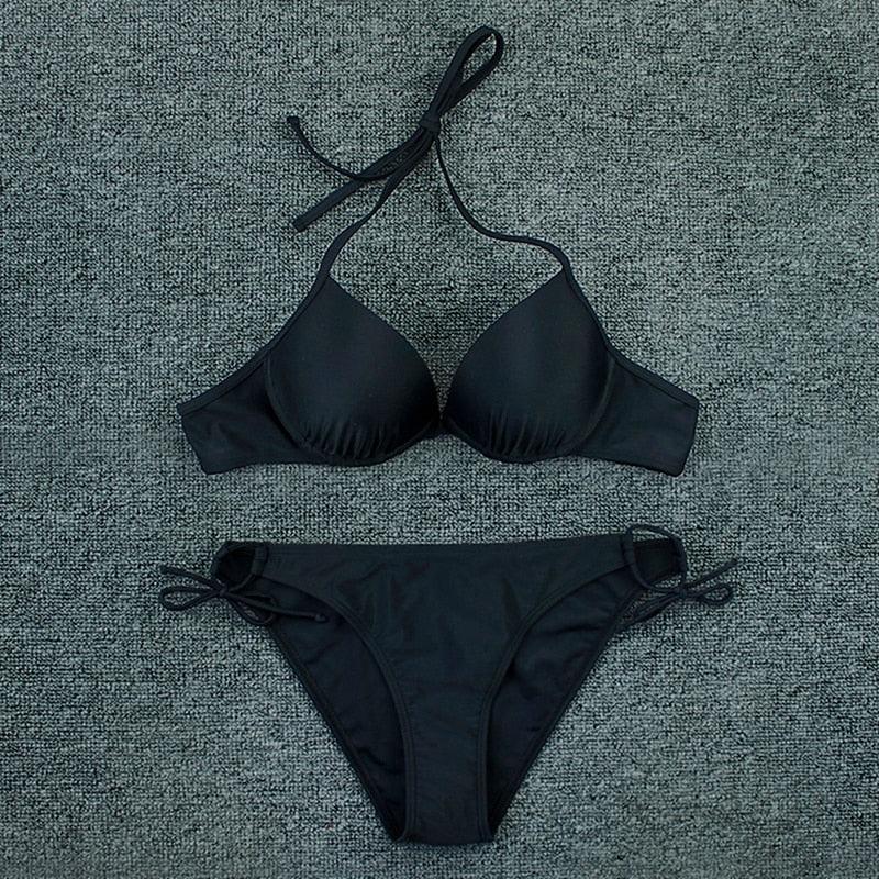 Maillot de bain bikini push-up imprimé floral pour femme - Ensemble de bikinis brésiliens - Vêtements de plage pour femme - Maillots de bain bikini imprimés floraux 2 pièces