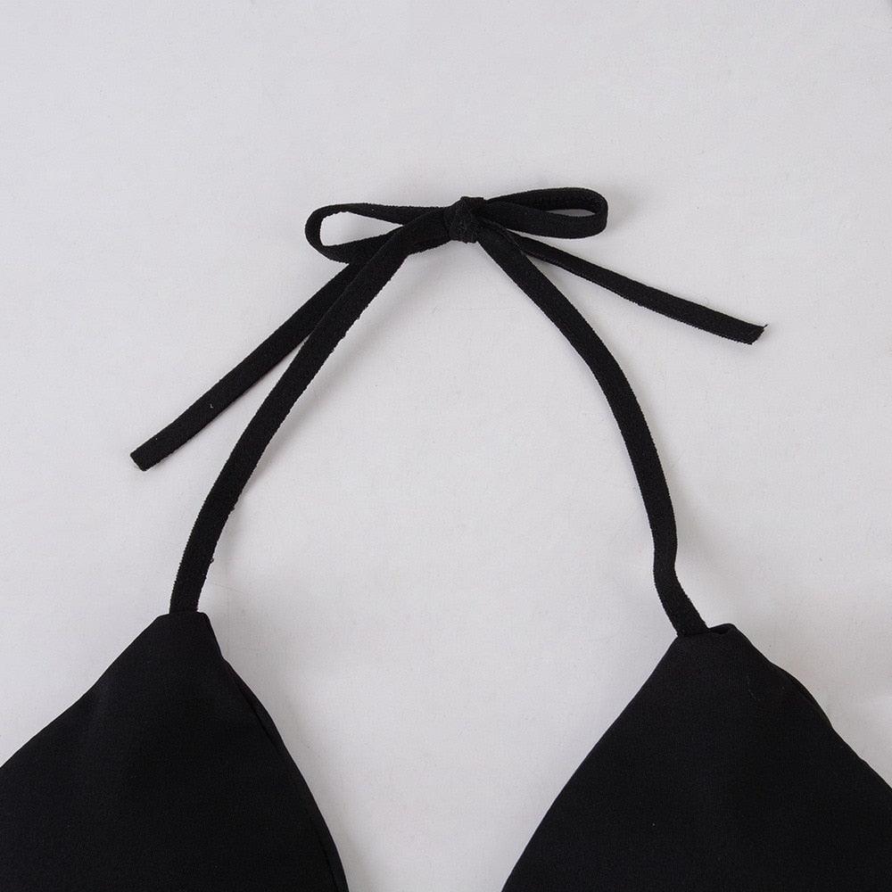 Ensemble de Bikini Push Up Maillots de Bain Taille Haute Femme Maillot de Bain Nervuré Brésilien Bikini Maillot de Bain Femme Bas de Bikini Triangle Haut de Maillot de Bain