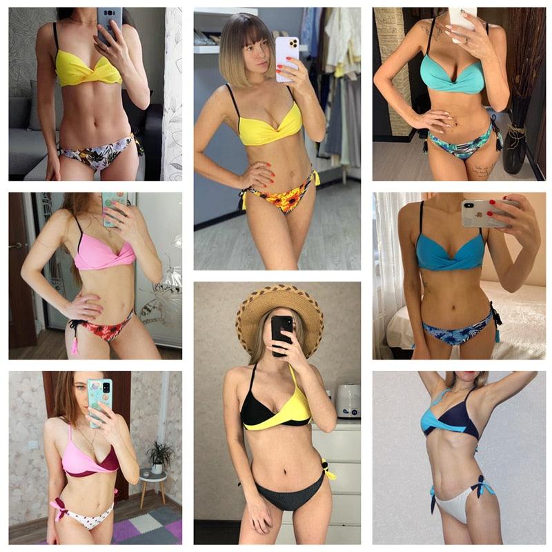 Bikinis Push-Up 2022 Nouveaux Maillots de Bain Bikini Femme Imprimé Floral Maillots de Bain pour Femme Maillots de Bain Deux Pièces Bikini Femme Ensembles Bikini Imprimé Floral Maillot de Bain Vêtements de Plage Maillot de Bain Femme Deux Pièces