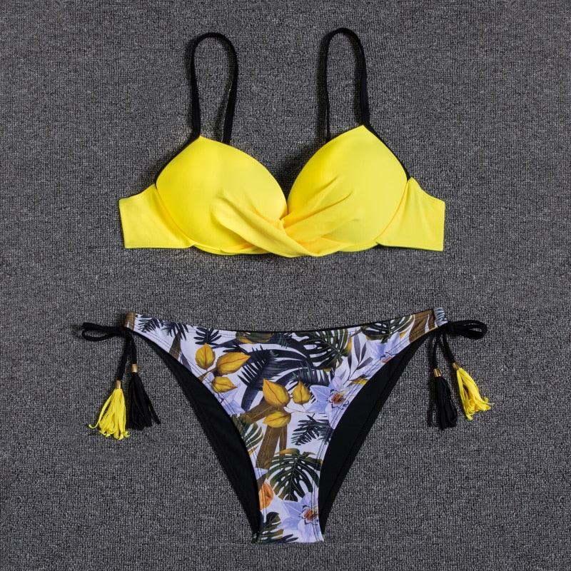 Bikinis Push-Up 2022 Nouveaux Maillots de Bain Bikini Femme Imprimé Floral Maillots de Bain pour Femme Maillots de Bain Deux Pièces Bikini Femme Ensembles Bikini Imprimé Floral Maillot de Bain Vêtements de Plage Maillot de Bain Femme Deux Pièces