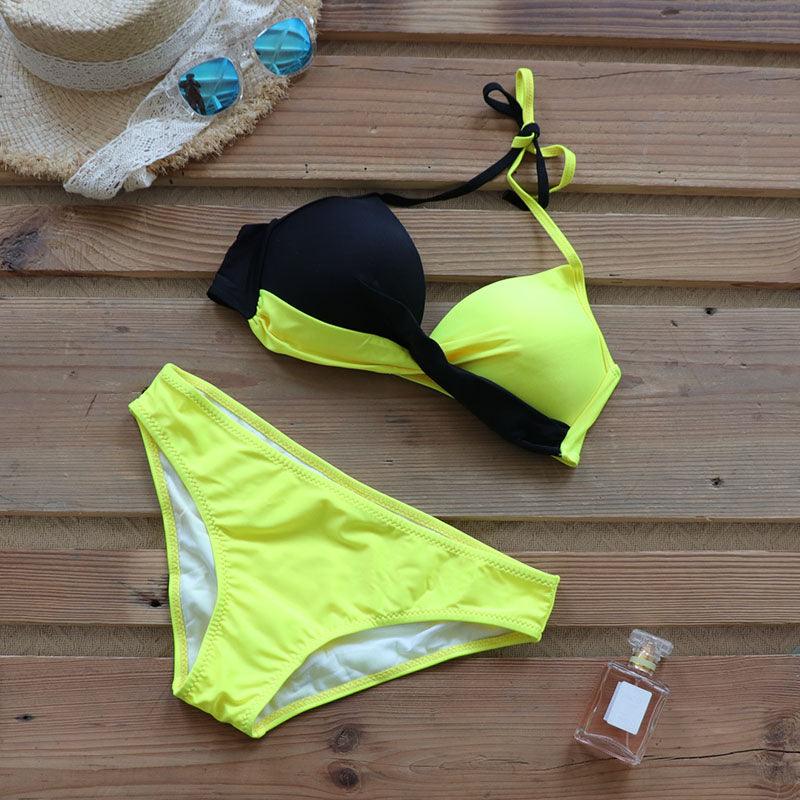 Maillot de Bain Femme Push Up Bikinis Maillots de Bain Femme Push Up Dos Nu Bandage Bikini Imprimé Floral Bas de Maillot de Bain Deux Pièces Maillots de Bain Femme Dos Nu Imprimé Feuilles Vêtements de Plage Grande Taille