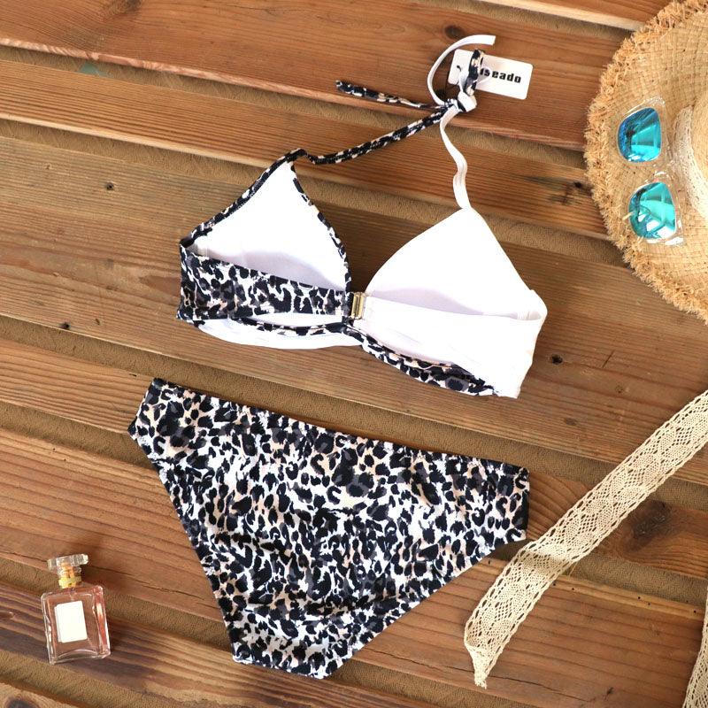 Maillot de Bain Femme Push Up Bikinis Maillots de Bain Femme Push Up Dos Nu Bandage Bikini Imprimé Floral Bas de Maillot de Bain Deux Pièces Maillots de Bain Femme Dos Nu Imprimé Feuilles Vêtements de Plage Grande Taille