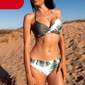 Maillot de Bain Femme Push Up Bikinis Maillots de Bain Femme Push Up Dos Nu Bandage Bikini Imprimé Floral Bas de Maillot de Bain Deux Pièces Maillots de Bain Femme Dos Nu Imprimé Feuilles Vêtements de Plage Grande Taille
