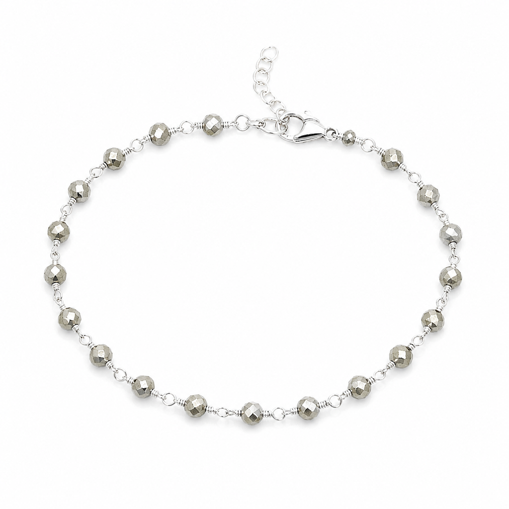 Silver Pyrite Wire Wrapped Bracelet