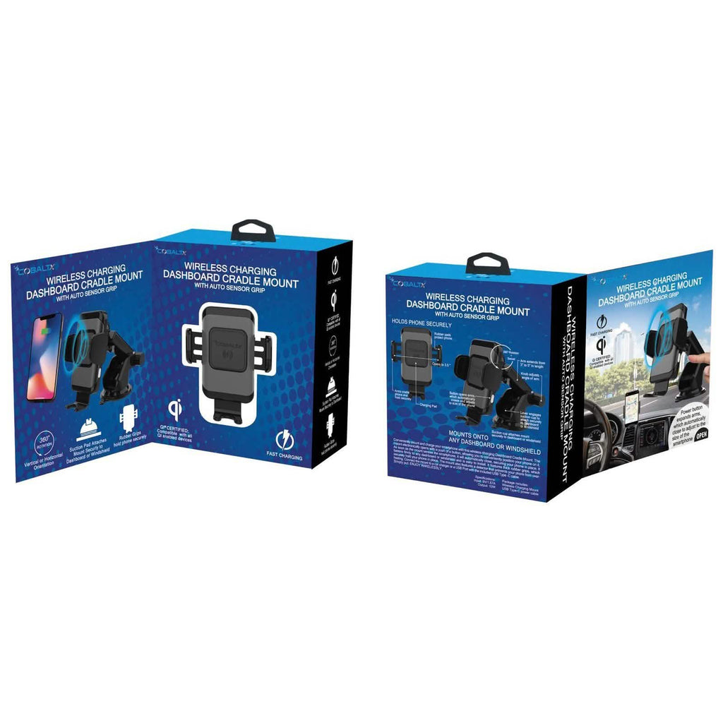 Support de tableau de bord/pare-brise à chargement sans fil certifié QI 10W avec pinces à capteur automatique